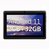 Haipky 7 Pulgadas Google Android 11,0 Tablet PC 2GB RAM 32GB ROM Quad Core Dual Cámaras 1024x600 HD Pantalla WiFi Bluetooth GMS para Adultos Y Niños (Negro)