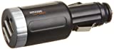 Amazon Basics - Cargador de coche para reproductor MP3/MP4, GPS y teléfono móvil (2 puertos USB), color negro