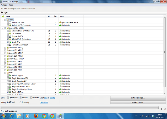 instalar Eclipse, SDK y ADT de android