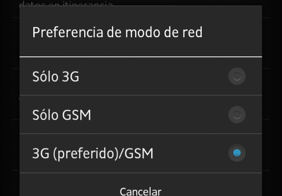 Modo de red en Android ¿GSM, 3G, 3G preferido?