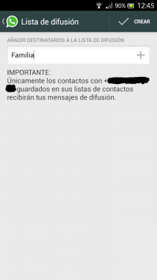 Mensajes difusión Whatsapp