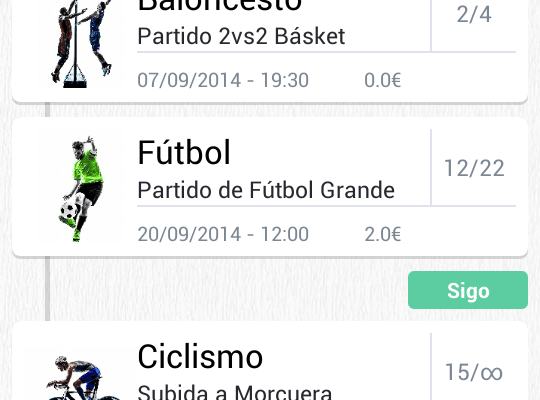 Encuentra gente para practicar deporte o tu hobbie con Busca Player para Android